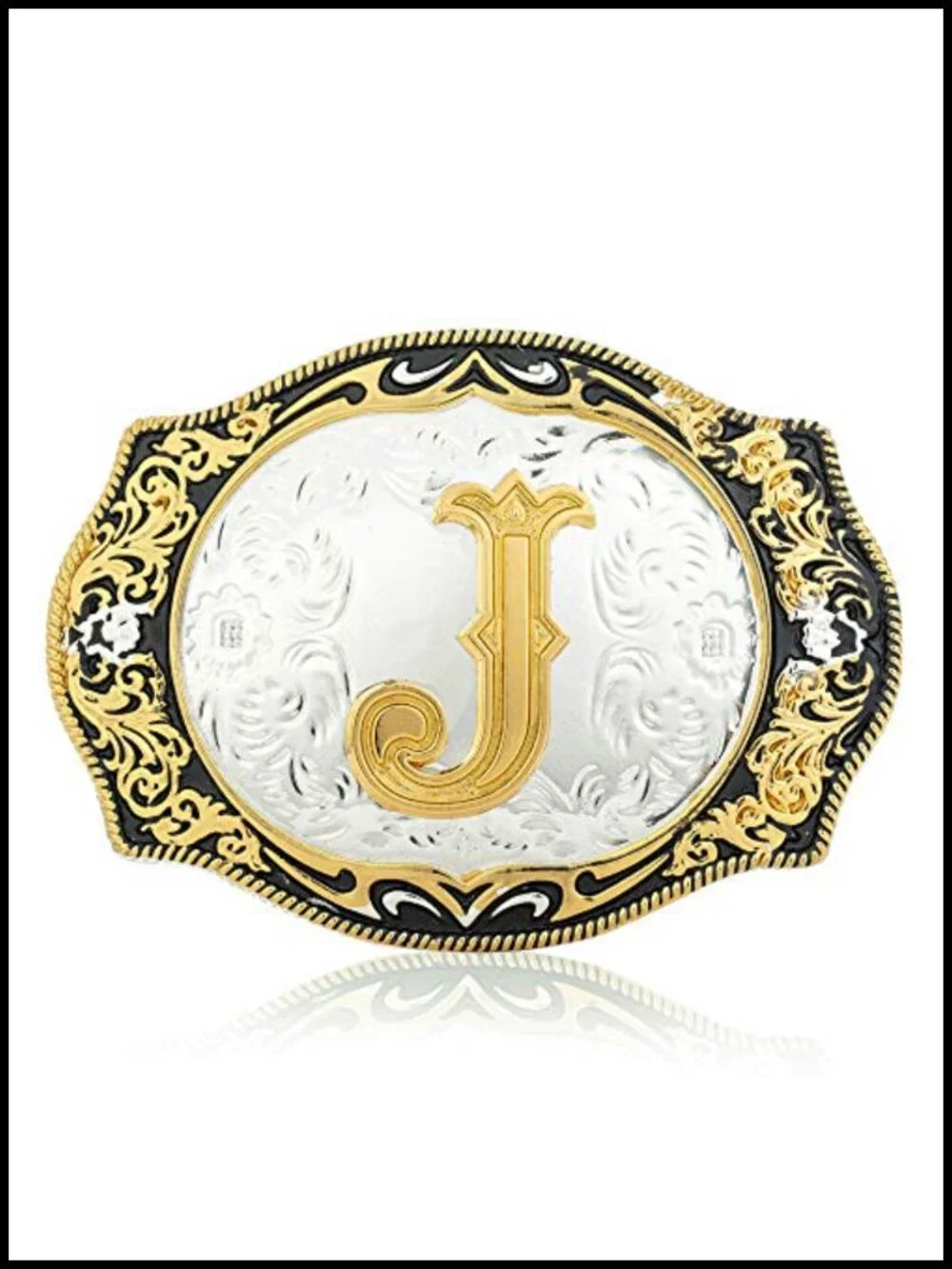 Western Cowboy Belt Buckle with Initial Letter, Zinc Alloy, Vintage Style